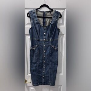NWOT. White House Black Market Blue Denim Midi Dress. Fall classic!